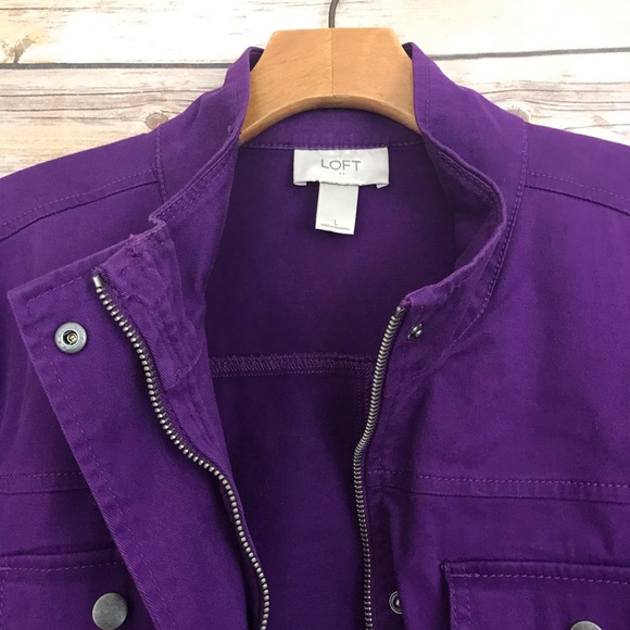 Ann Taylor LOFT Purple Jacket flap pockets coat - Picture 6 of 8
